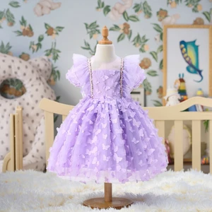 Infant Princess Dress Girls Flower Wedding Party Birthday Tutu Clothes Newborn Infant Butterfly Element Kids Dresses