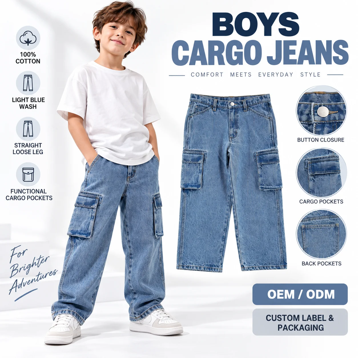 Custom Men Outfit Baggy Fit Light Blue Jeans Pants Designer New Release Original Fit Denim Baggy Jeans Polar Big Boys Pants