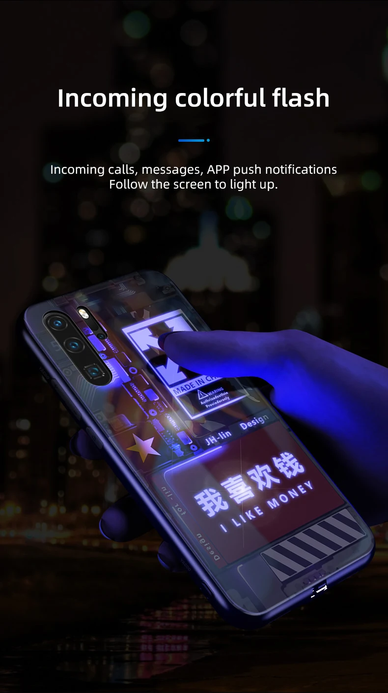 СВЕТОДИОДНЫЙ беспроводной светящийся Чехол для мобильного телефона с голосовой активацией для Note20