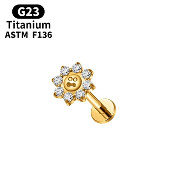 ASTM F136 Titanium Ear Piercing 16G Smile Cute Earrings CZ Screwback Studs Tragus Cartilage Helix Conch Lobe Piercing Jewelry