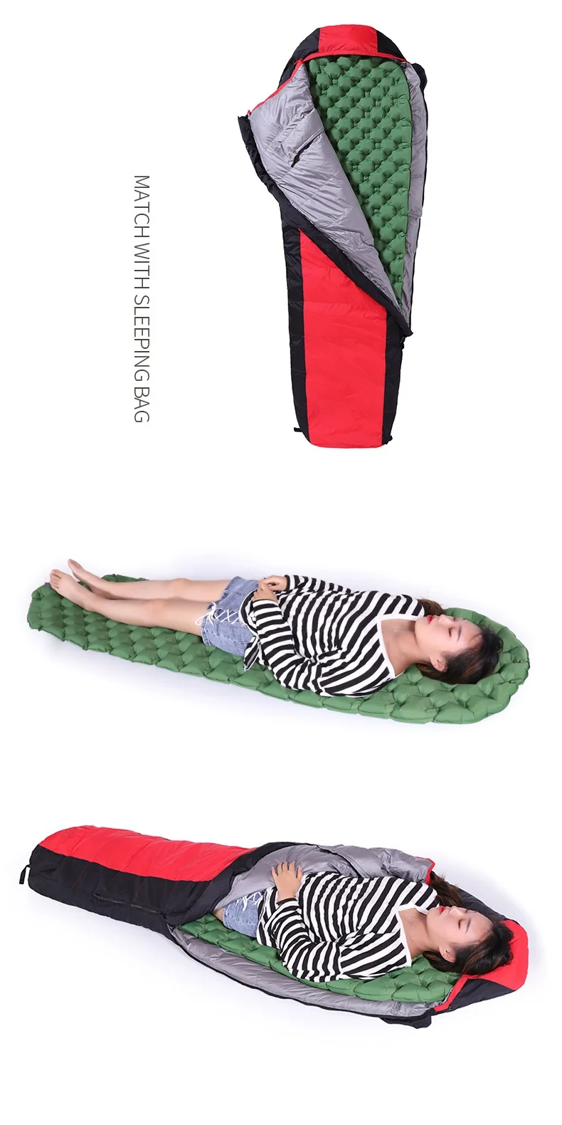 Waterproof Ultralight Inflatable Sleeping Mat Inflating Sleeping Pad for camping Backpacking Hiking details