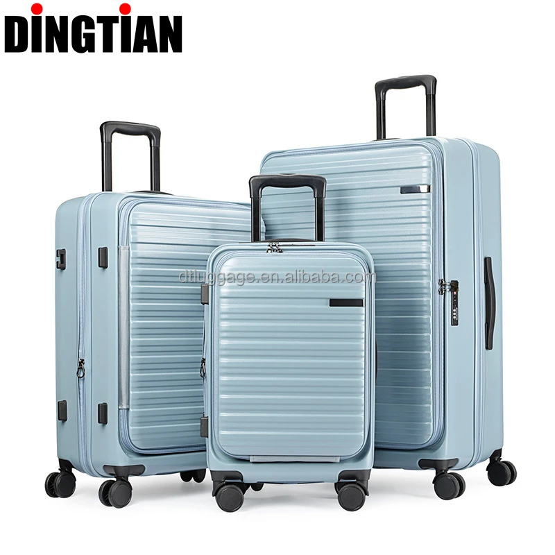 High Quality ABS PC Hard Shell Carry-On Luggage New Design Factory Suitcase with Front Opening Laptop Pocket Travel Trolley Bag