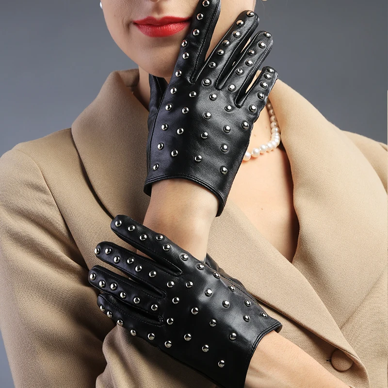 Wholesale Fashion Opera Dance Party Women Rivet Leather Winter Gloves