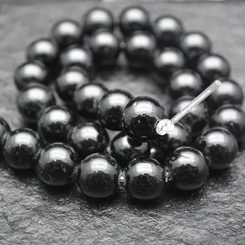 2mm Big Size Hole Natural Black Tourmaline Stone Round Beads 6mm 8mm 10mm 12mm DIY Jewelry making accessories
