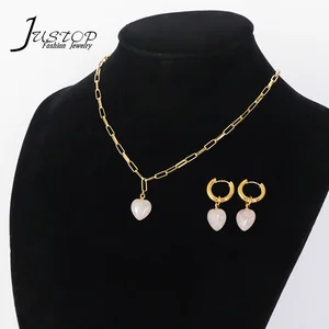 Gold Plated Fine Jewelry Life Chain Choker with Heart Pendant Designer Charms for Earring Necklace Set for Weddings Parties