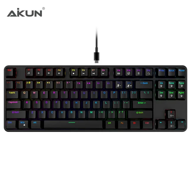 AIKUN GX9870 Wired RGB Backlight Gaming Keyboard Mechanical Switches Multimedia 87 keys Mini Portable Keyboards