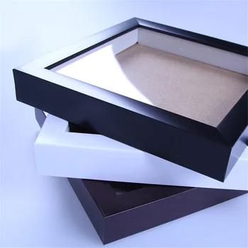wholesale Customized multi-size photo display cabinet standing high quality resin wood white shadow box photo frame with glass