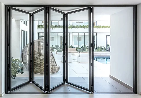 Wholesale Modern French Style Polycarbonate Sliding Folding Door Waterproof Automatic PVC Shower Door Finished for Apartments