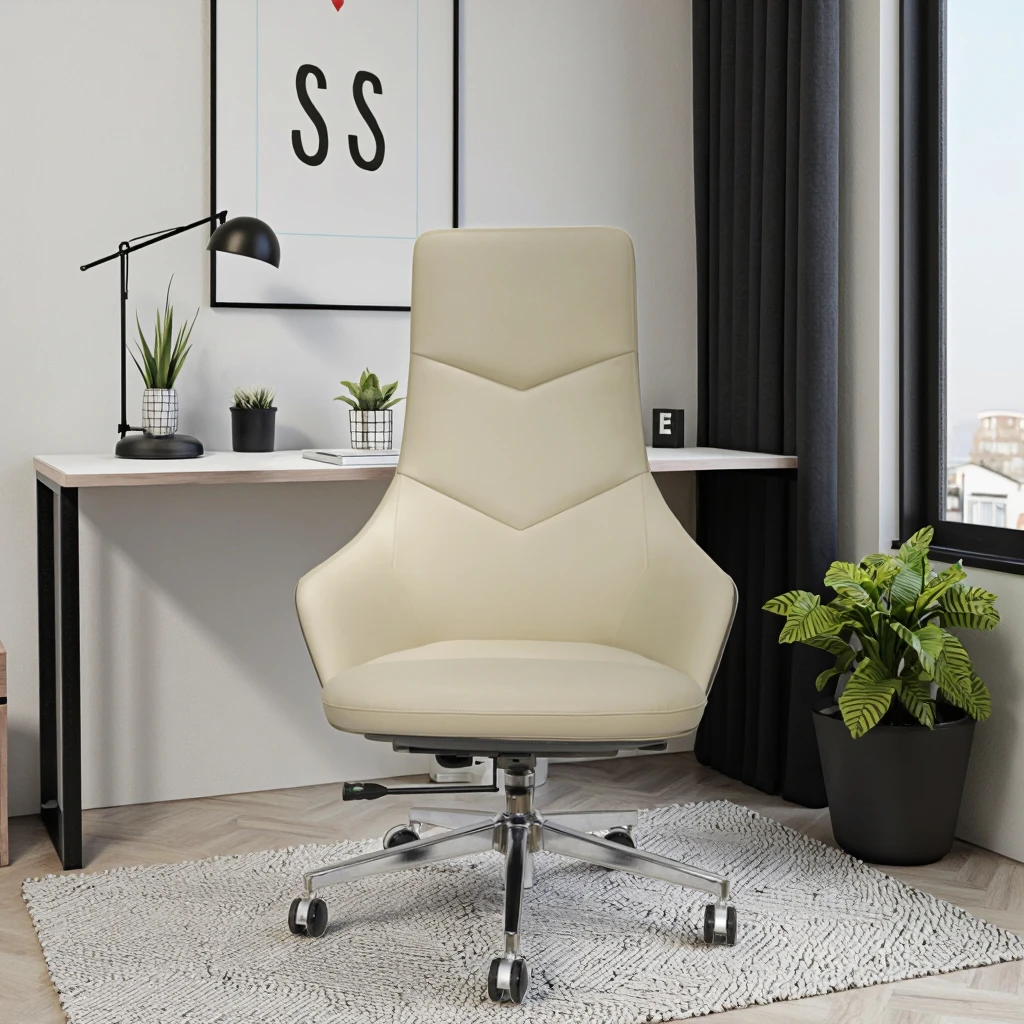 Economy Class Basic Leather Modern Ergonomic Adjustable Height Office Chair 5