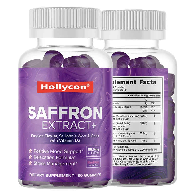 Private Label Saffron Extract Gummies Stress Sleep Support Calm Mood