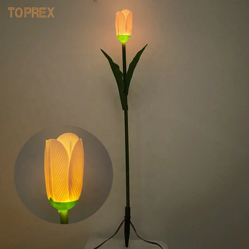 TOPREX LED Artificial PU Tulip Lights Plug-In Garden Decoration Lighting for Weddings Mother's Day New Year Parties