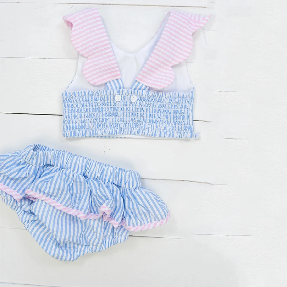 2024 Summer Seersucker Hooded Terry Cloth Kids Toddler Beach Cover Up