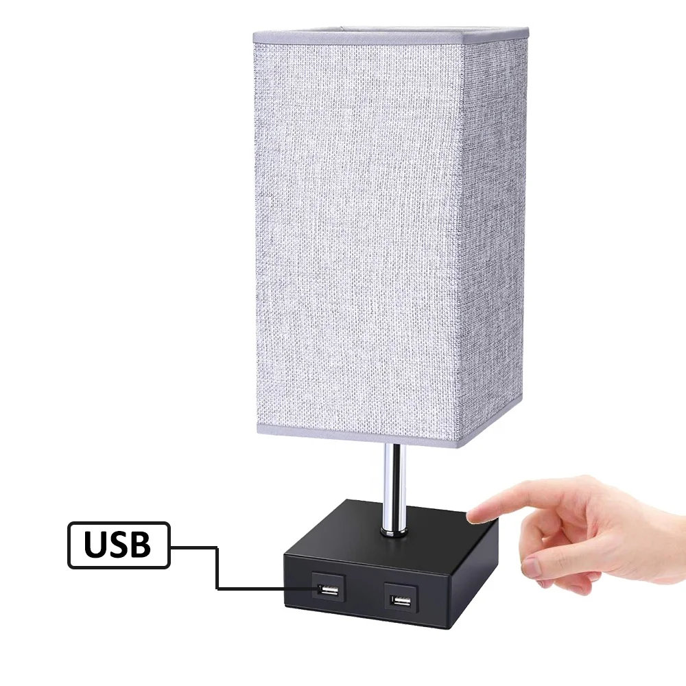 Touch control Night table lamp warm white with charging ports