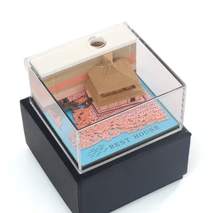 Wholesale Customize Sticky Note Paper Sculpture Desktop Decoration Office Gift Originality Post Note 3D Bridge Flowing Water