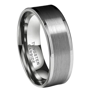Coolstyle Jewelry 8mm Pipe Cut Brush Polished Fashion Engagement Wedding Band Wholesale Tungsten Carbide Ring for Men Women