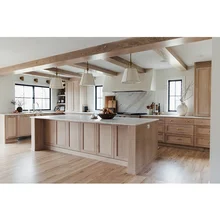 Artisan Traditional Solid Wood Washed White Oak Natural Wood Kitchen Cabinet Design