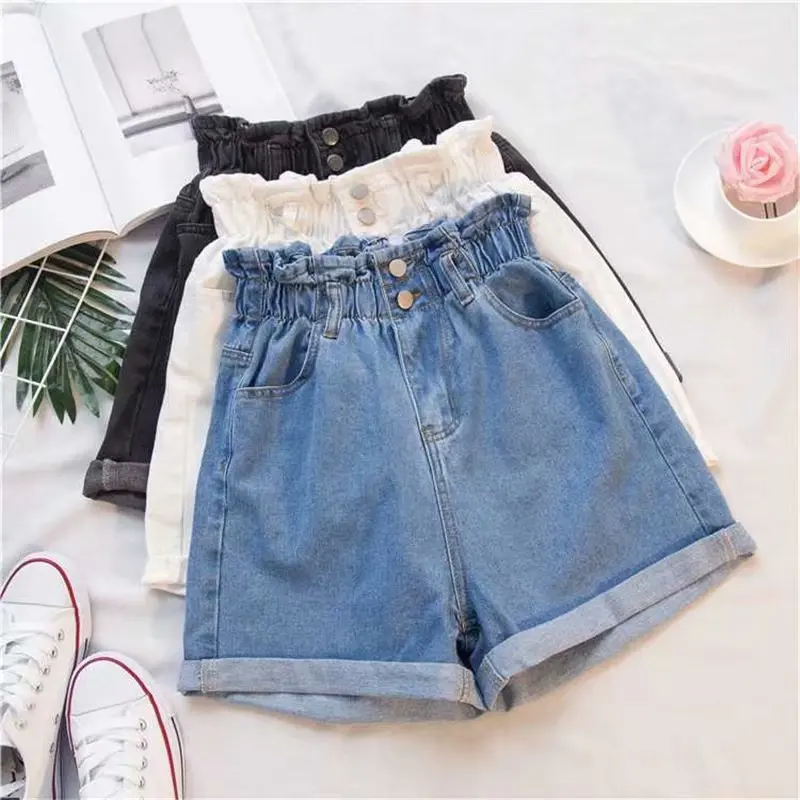 S-5XL Ladies High Waist Shorts Four Button Fashion Summer Casual Female Sexy Skinny Feminino Denim Pants Short Jeans for Women