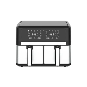 1700W 9L Big Capacity Stainless Steel Double Basket Air Fryer Two Rooms 2 Independent Baskets Dual Zone Air Fryer Oven