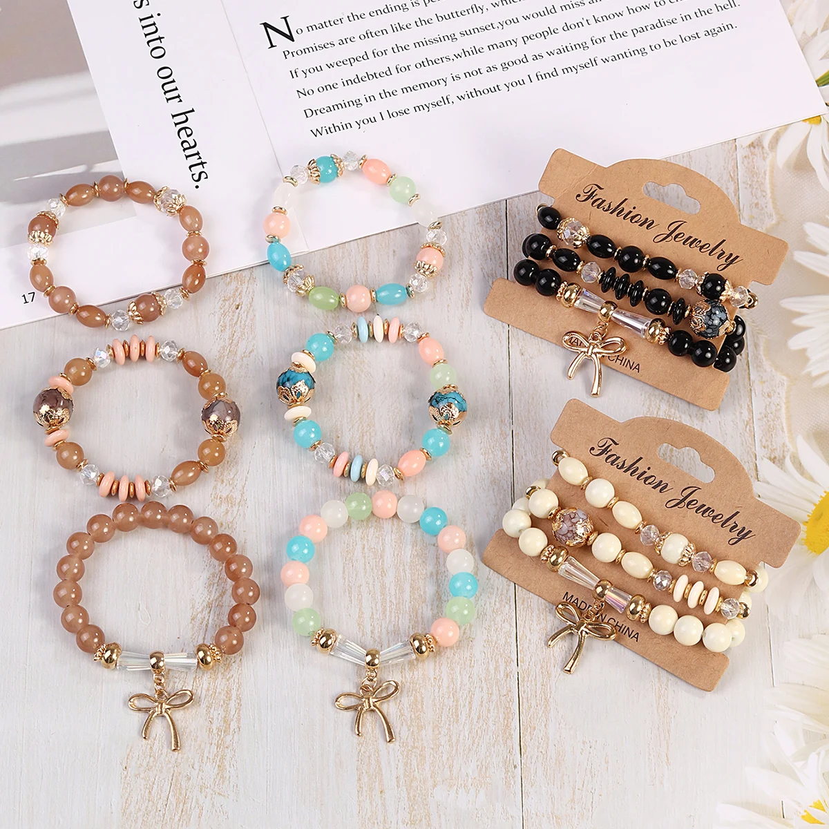 In Stock Handmade Fashion Boho Jewelry Bow Pendant Stack Crystal