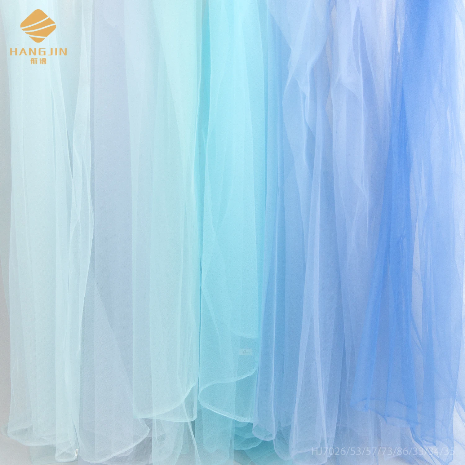 Azure Blue Color Soft Tulle Net 6420 Tricot Tulle Fabric