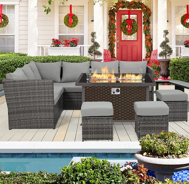 Yasn Modular Furniture Corner Patio Rattan Outdoor Sofa Set 7 Seater