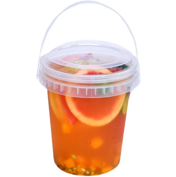 Hot Sale Boba Bucket Disposable 1000ml 32oz Plastic PP Boba Drinking Fruit  Tea Bucket Cups with Lids and Handle - China Plastic Cup and Bubble Tea Cups  price