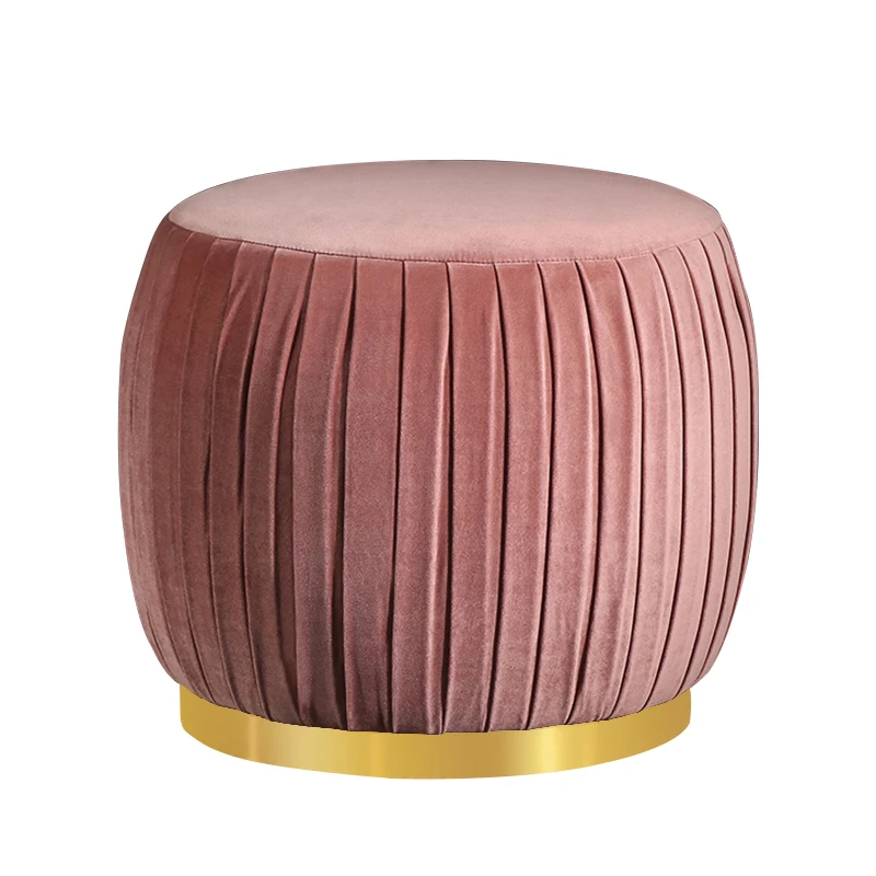 Customized Saving Space Pouf Velour Grey Metal Storage Ottoman Seat Storage Stool