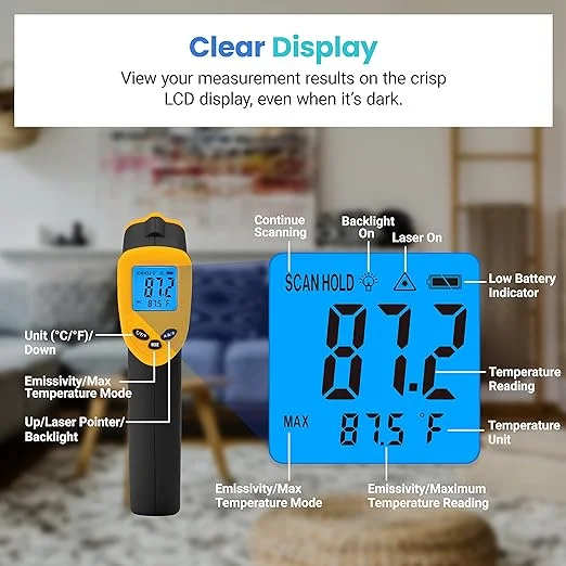 Industrial And Household Laser Infrared Thermometer Guns With High