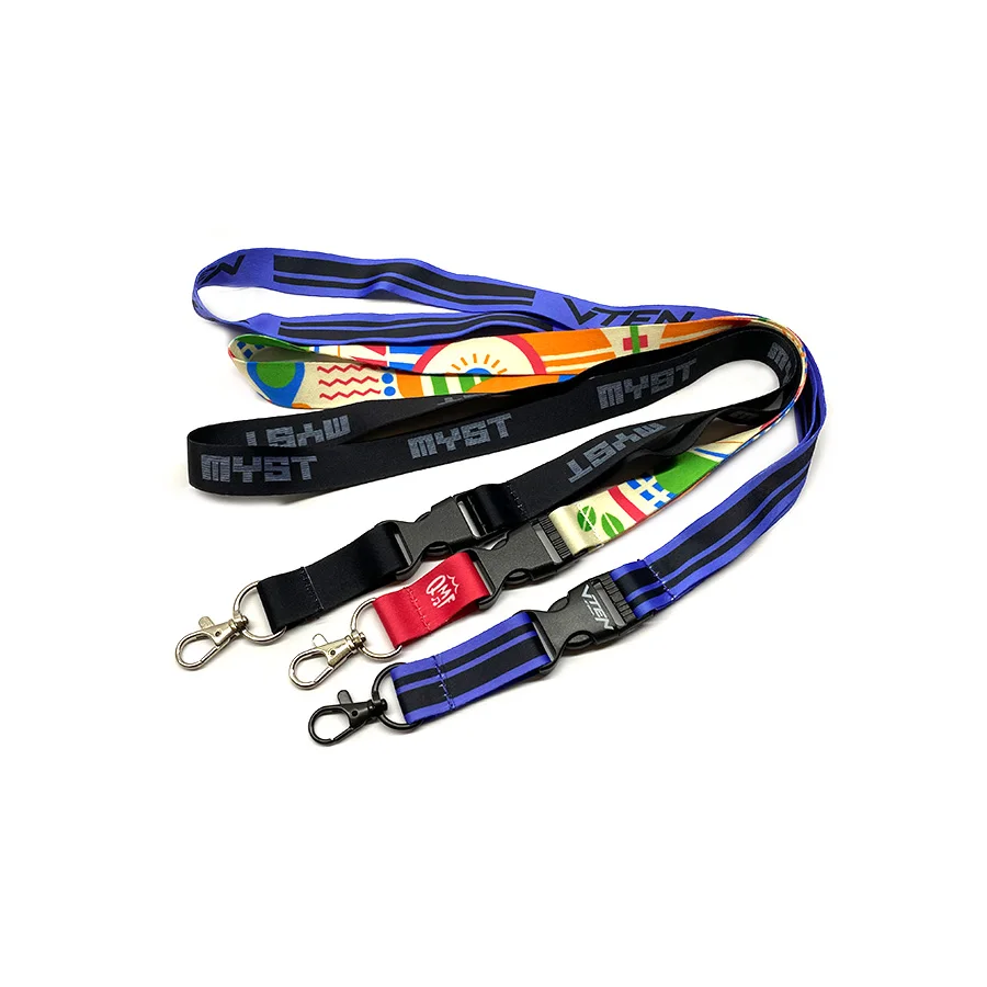 Custom Polyester Lanyards Full Color Printing Polyester Plain Adjustable Neck Lanyards with Logo Custom factory