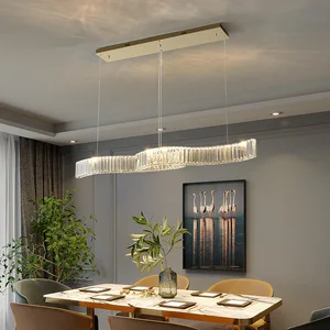 Nordic Simplicity Crystal Pendant Lights Linear Crystals Chandelier Dining Room Kitchen Restaurant