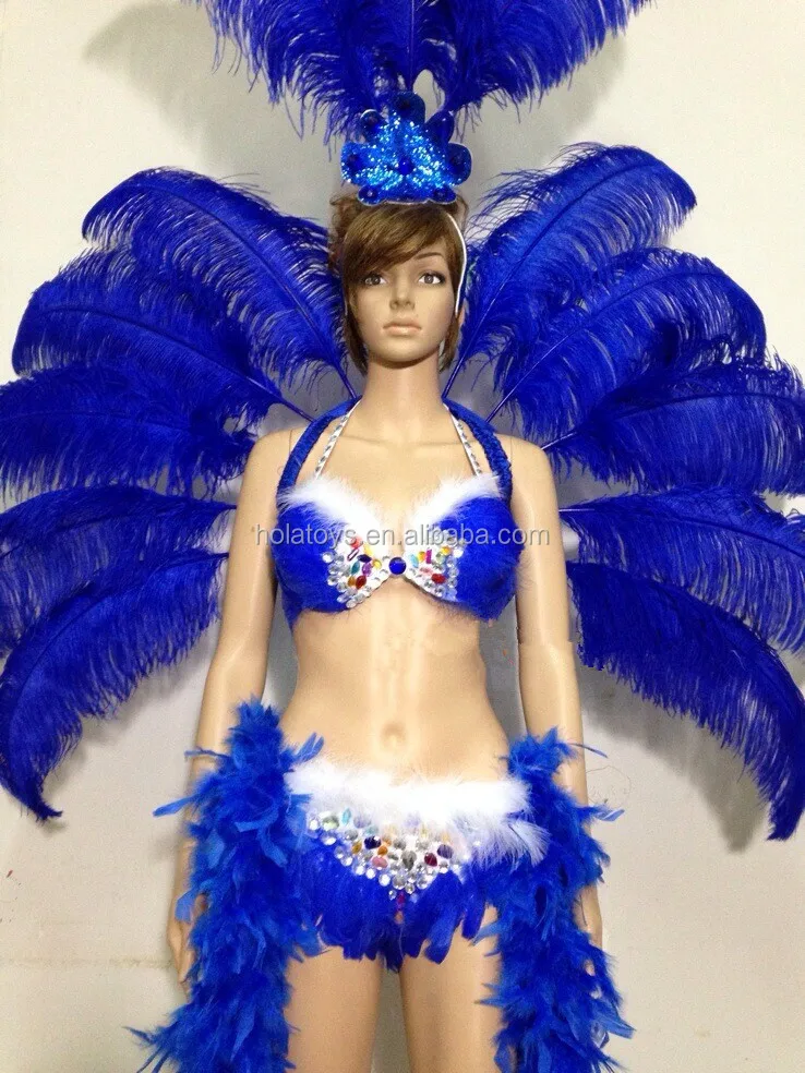 サンバコスチューム、￼サンバ衣装 サンバ ブラジル ブルー/ゴールド リオ カーニバル サンバ