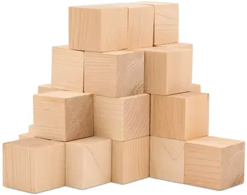 Wooden Square Blocks for Crafts Alphabet Blocks Number Cubes Puzzles Making Wood Cubes 1" Unfinished Small Hardwood Blocks