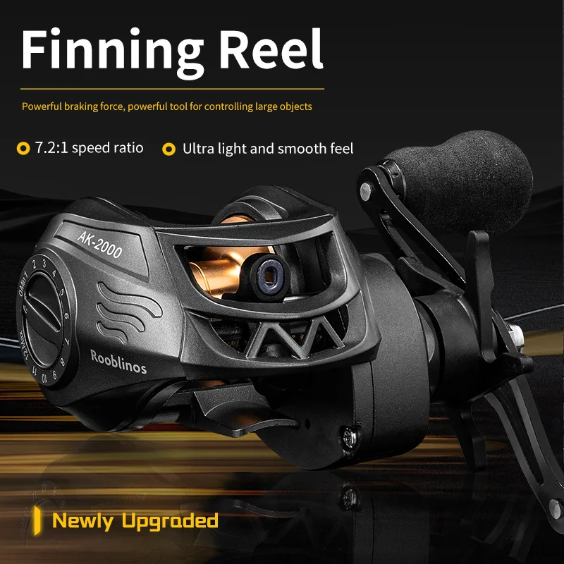 ROOBLINOS AK-2000 7.2:1 Carrete De Pesca Long Cast Reel Bait Casting Reels  Baitcasting Reel for Sea Fishing