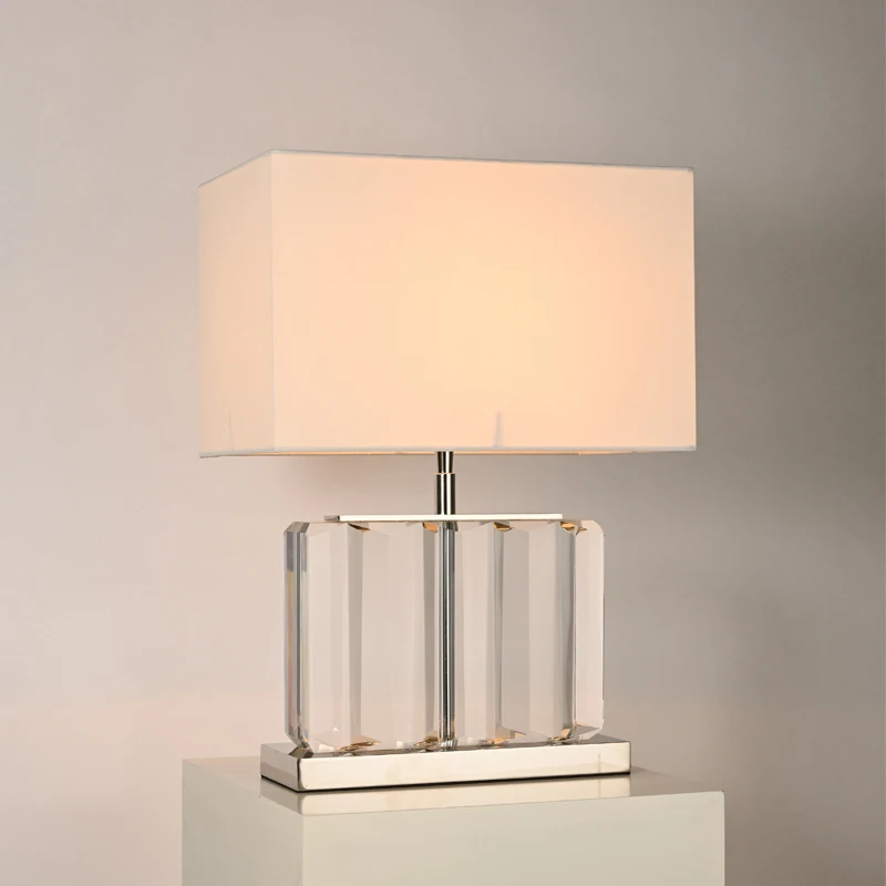 Crystal stone lampshade oriental lamp geometry modern bedroom table lamp