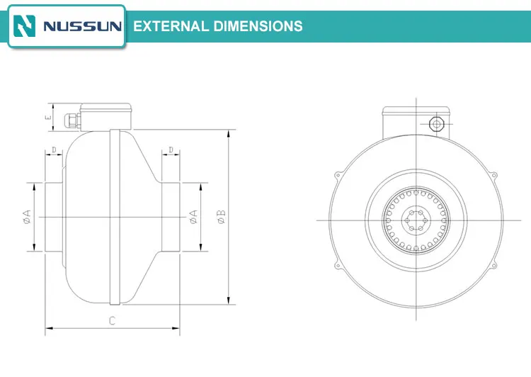 Air Duct Fan, 100mm, 150mm, 200mm, 250mm - detail 4