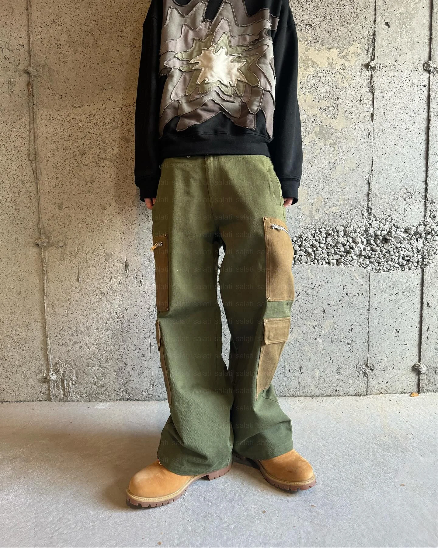 Custom High Quality Cotton Oversized Twill Baggy Wide Straight Leg Jogger Flared Carpenter Tactical Work Cargo Pants for Men gallery 2