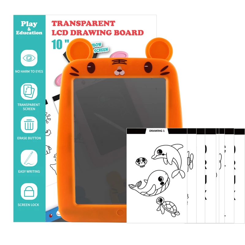 Professional 10 inch LCD Writing Tablet Multi-Color Transparent Kids Drawing Board