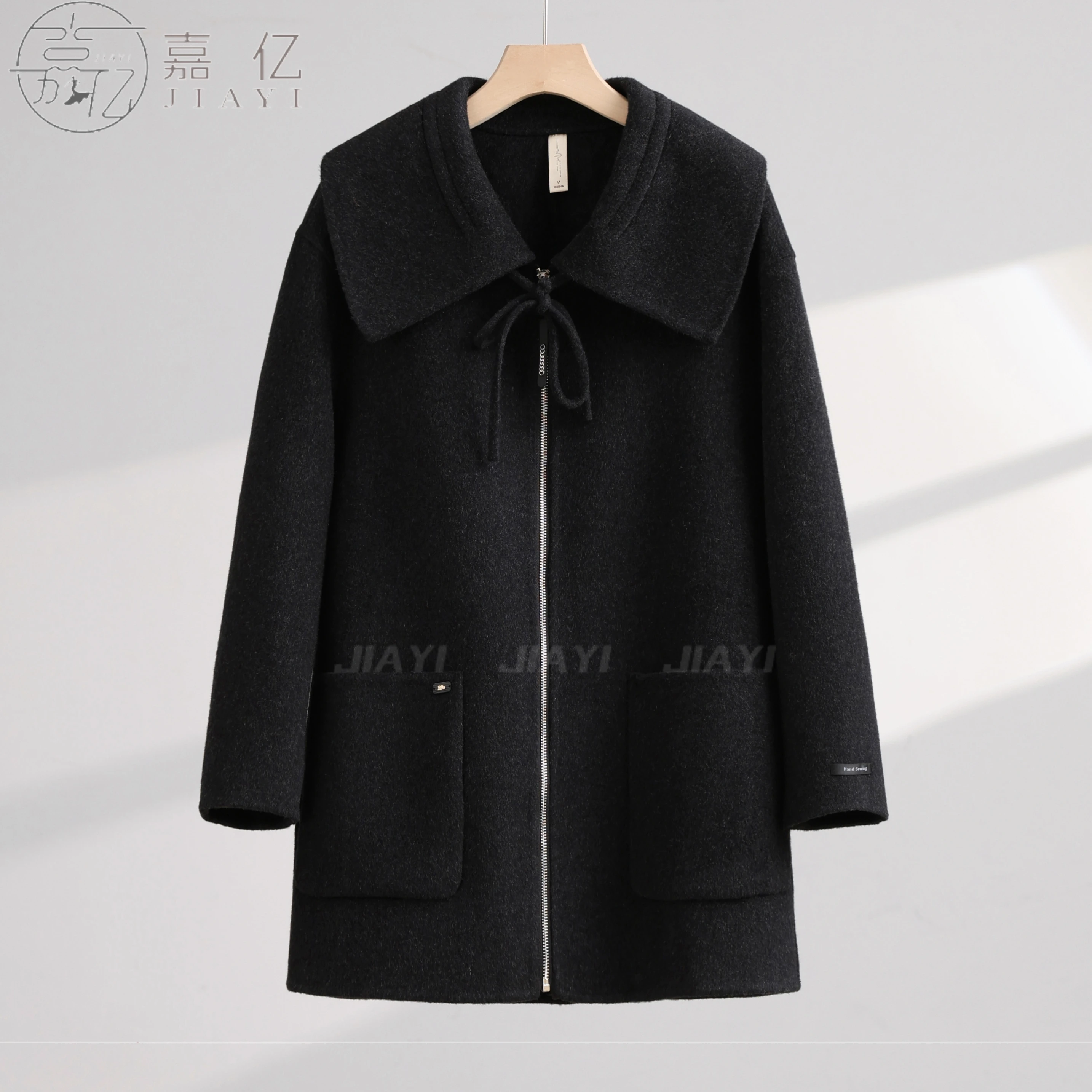 Women's Woolen Winter Coat with Single-Button Collar Feathers Filled Fastening Button Highly Warm & Comfortable Short Style