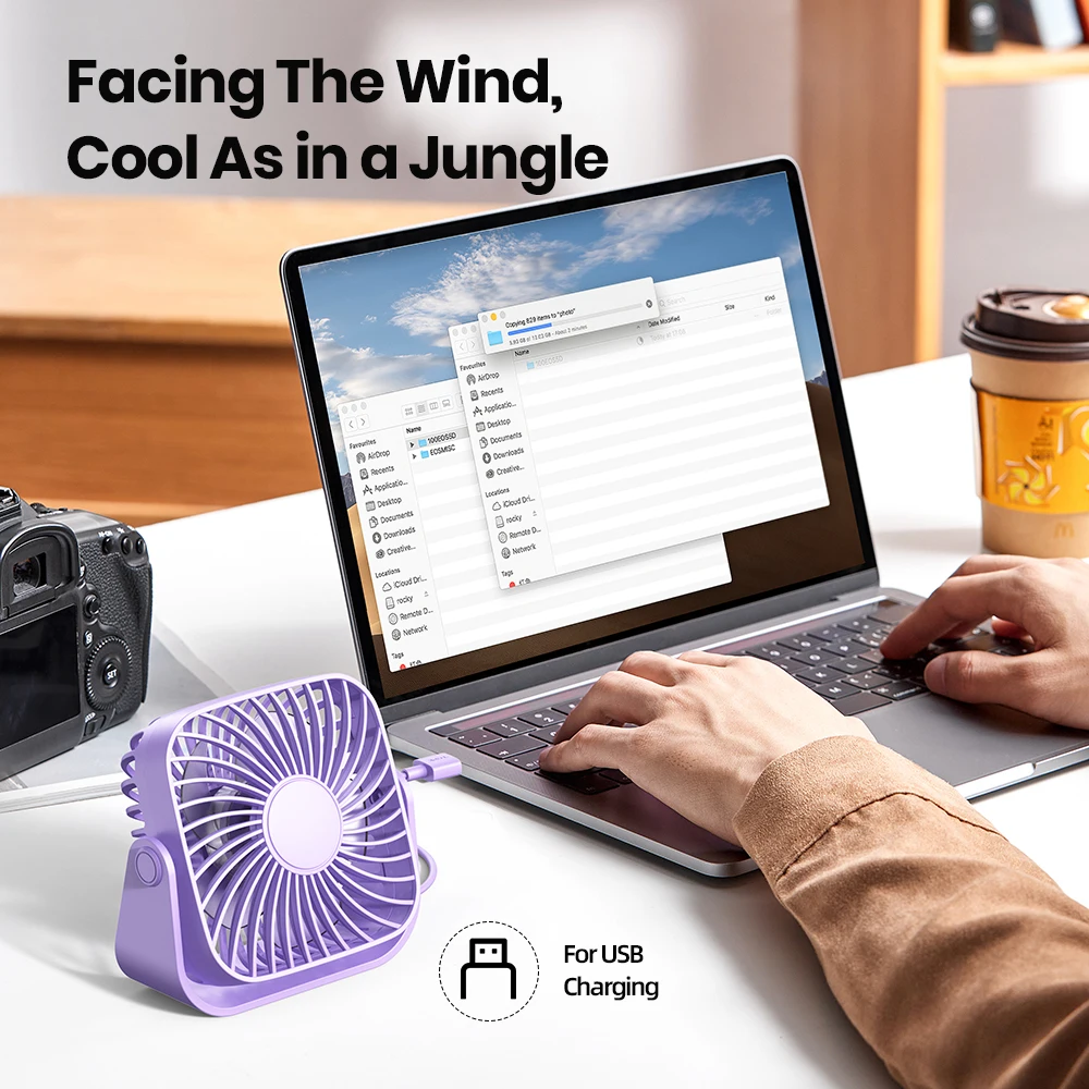 OEM K52 2024 New Design Customized USB Mini Table Fan Mute Large Wind Low Noise Desktop Fan