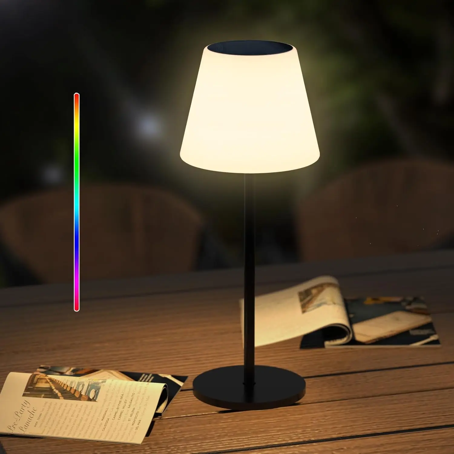 IP65 waterproof Solar Dimmable Warm White and RGB LED Desk Lamp Portable Night Light Solar Table Lamp