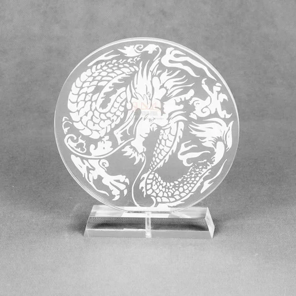 Factory Custom Design Acrylic Crystal Glass Trophy Award Medal Memento Round Acrylic Printed Trophies