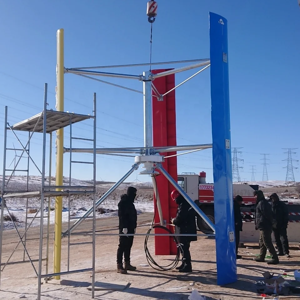 H Type 30KW Vertical Wind Turbine 380V with Vertical Coreless Maglev Generator 3 Blades Aluminium Alloy Start-Up Speed 2m/s