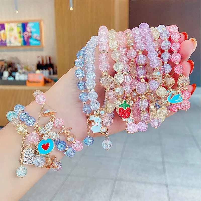 NIQIPOK Braccialetto Con Perline Di Cristallo, Carino, Stile Cartone Animato, Kawaii, Elastico, Per Donne E Ragazze, Con Perline Di Cristallo Kawaii, Braccialetto Coordinato Per I Migliori - copertina