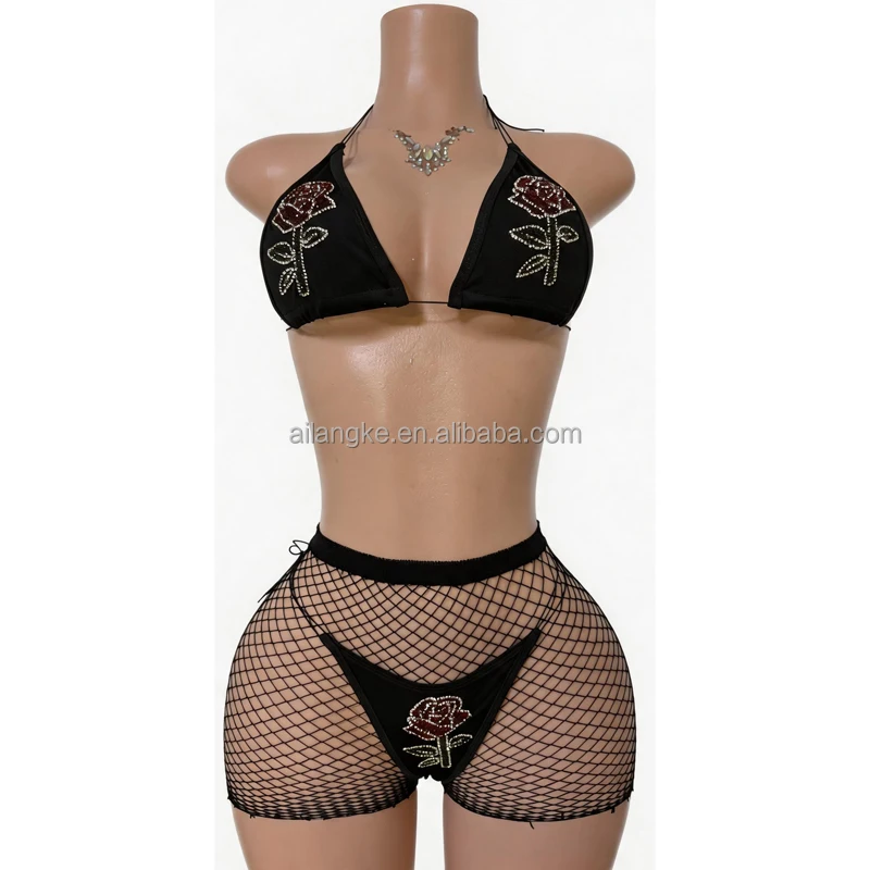 Wholesale Luxury Stripper Clothes New Style Arrival Three-pieces Set Handmade Performance Wear