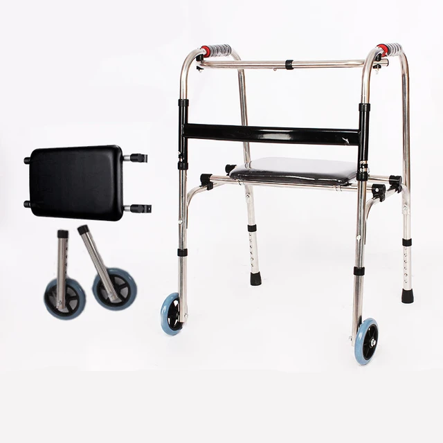 Handicap Disability Mobility Walker With 2 Wheels Walking Aid Drive Medical Folding Standing Walker Elderly Disabled Equipment