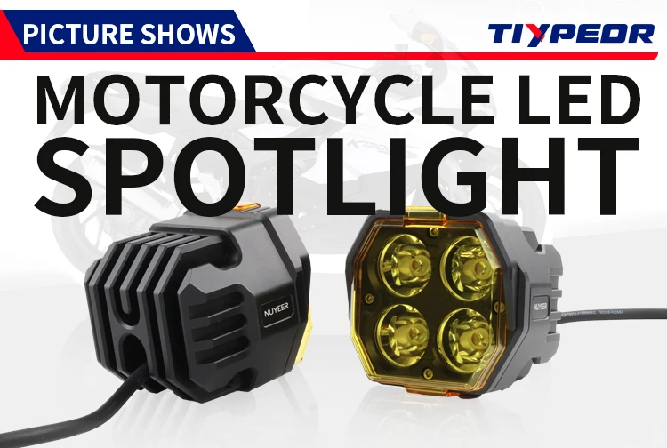 product tiypeor 40w yellow motorcycle pickup driving lights super bright spotlight work light bar square headlight for off road fog lamp-3