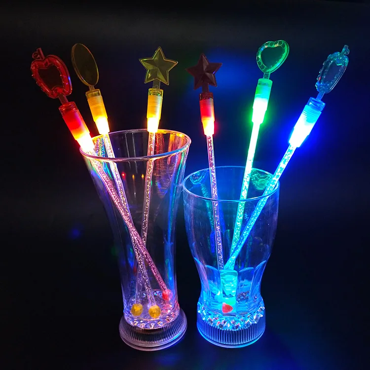 Bar Tools Light up Swizzle Sticks Led Colorful Plastic Drink Stirrers LED Flashing Stirrer Swizzle Sticks
