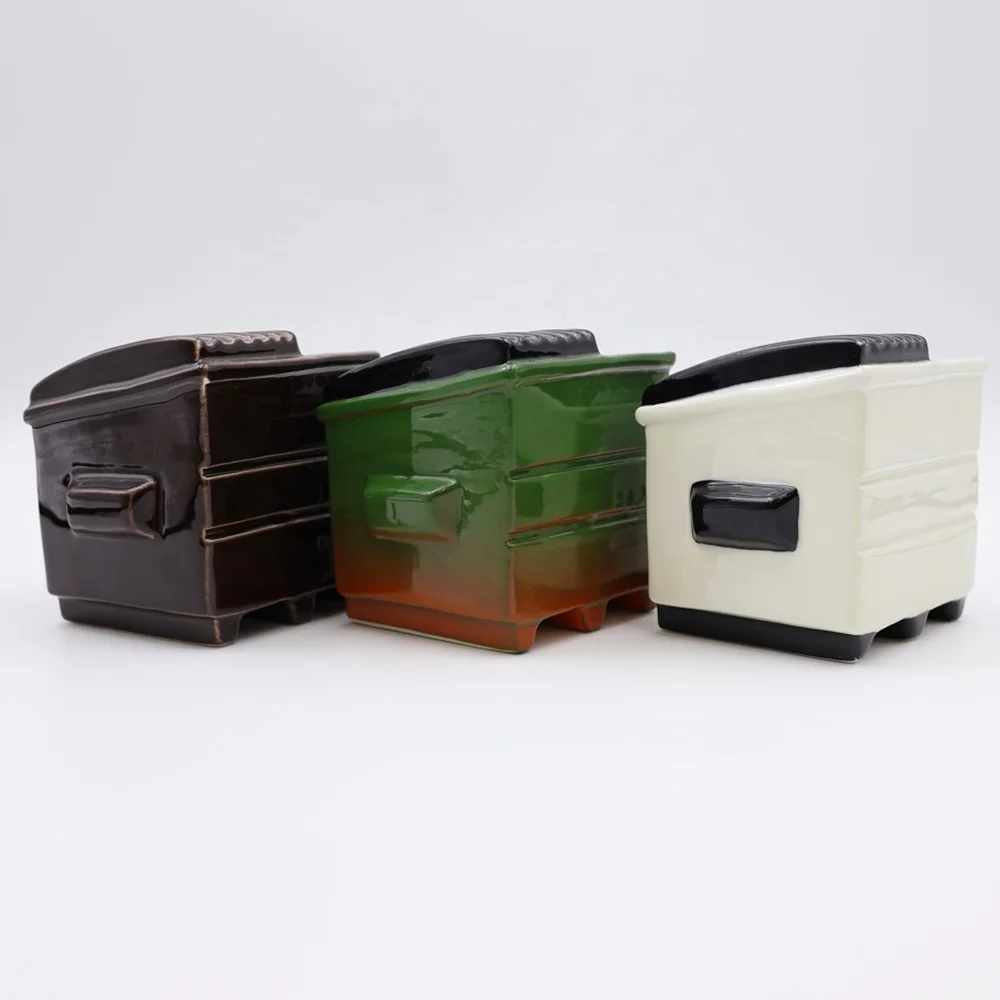OEM ODM Bulk Order Unique Barware Porcelain Trash Dustbin Shaped Beverages Cocktail Glasses Cups Ceramic Dumpster Fire Tiki Mug