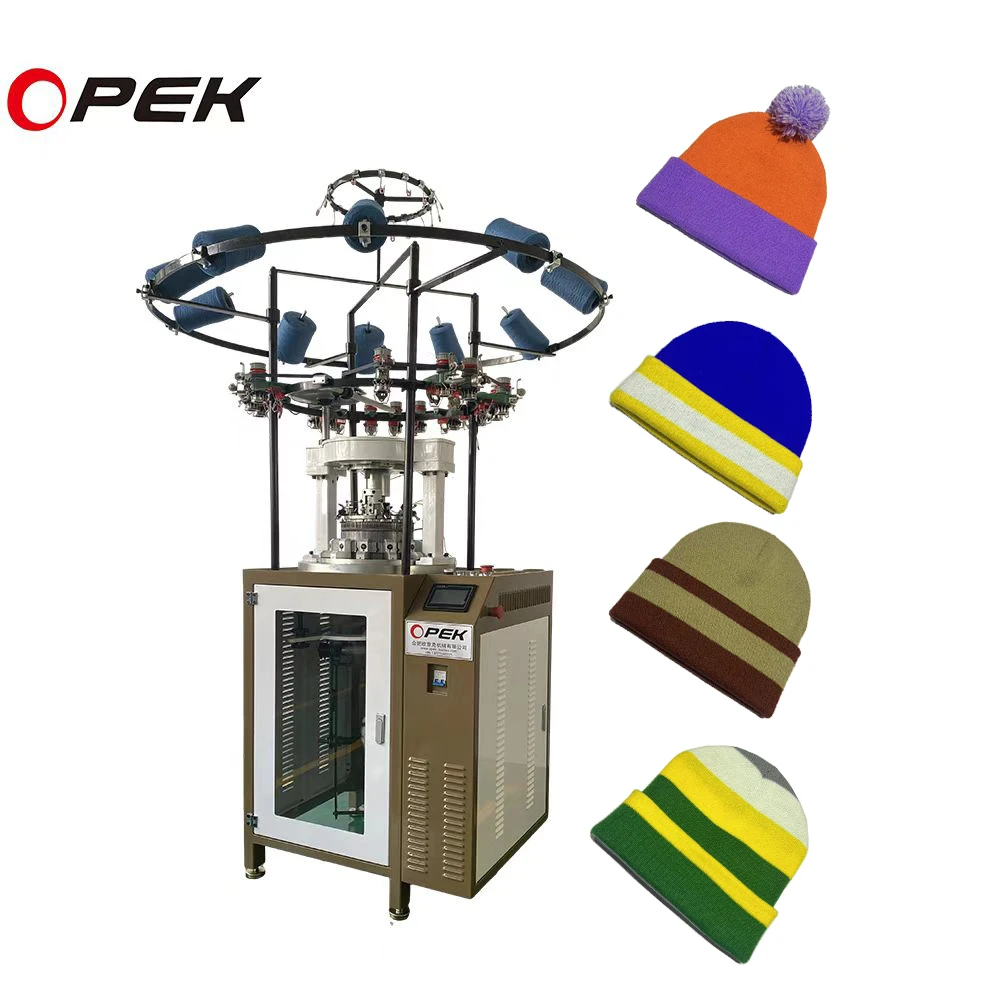 Multi Functional Rib Hats Stripe  Rib  Reflective Yarn Classic Rib Beanies  Knitting Machine