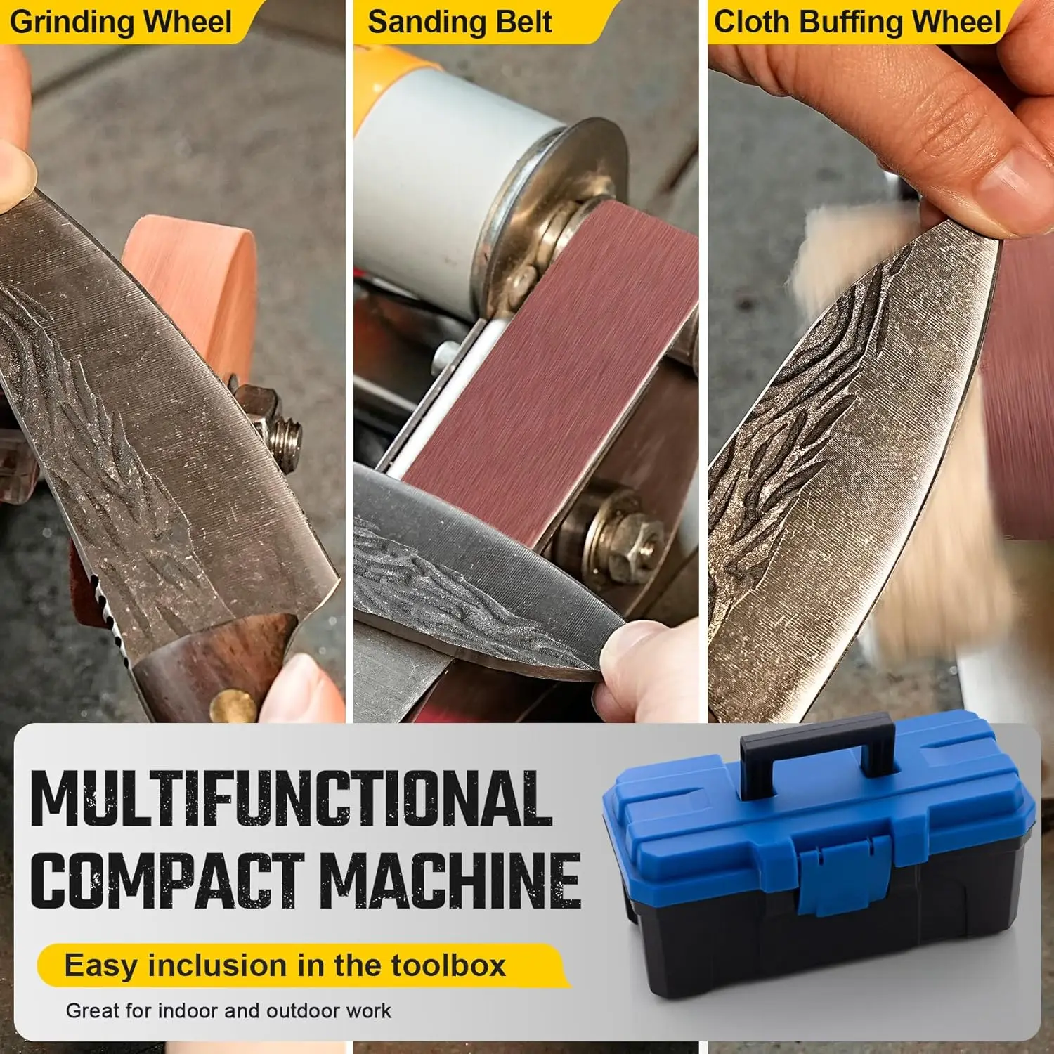 Premium 3-in-1 Mini Electric Bench Grinder Sanding Machine 15 Degree Knife Sharpener with 7 Adjustable Speed Buffer - Image 3